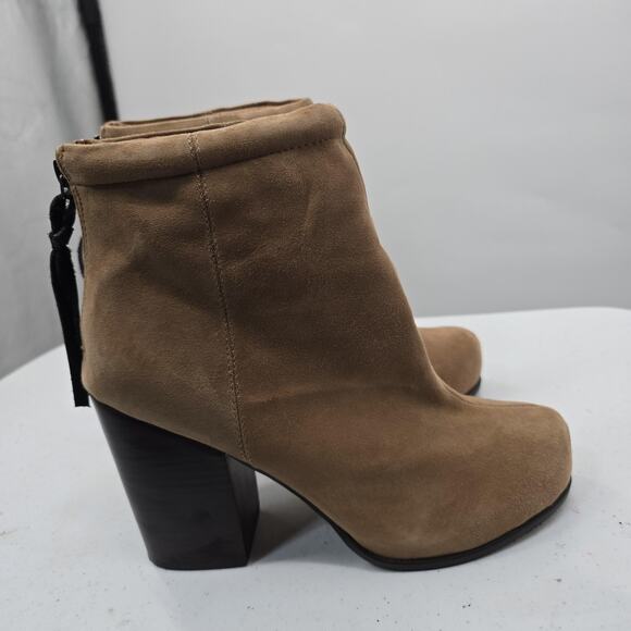 Jeffrey Campbell Boots Womens Size 10 Tan Rumble Suede Block Heel Ankle Booties - Picture 6 of 12